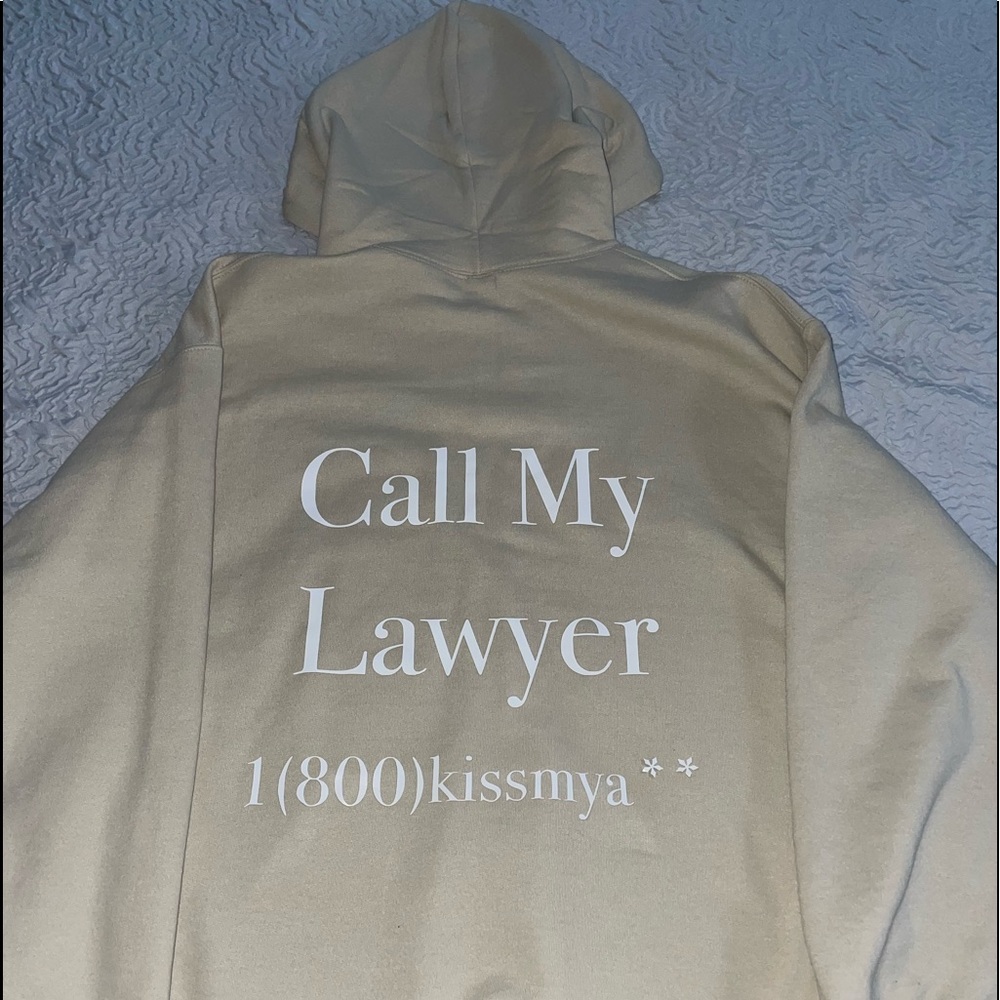 MADE BY ME tan call my lawyer hoodie